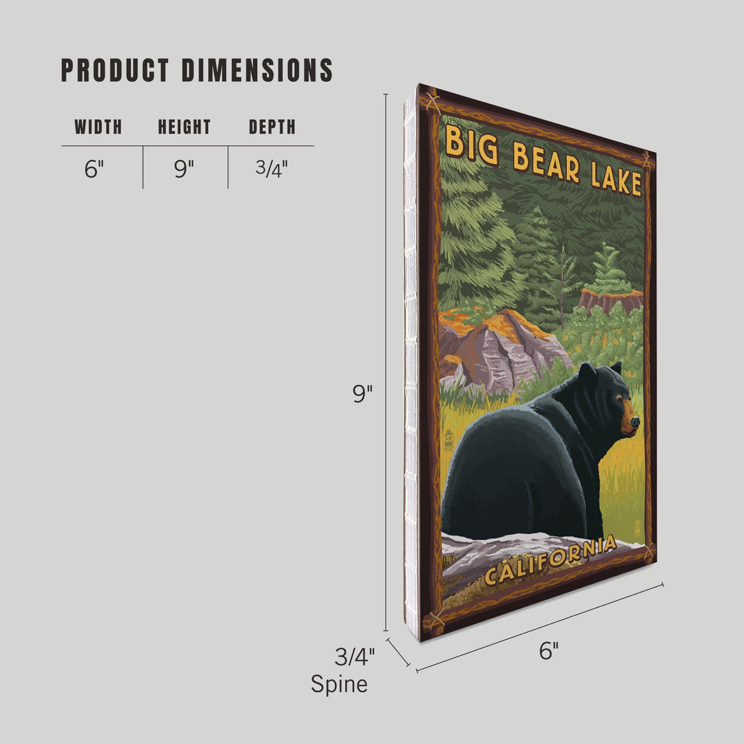 Lined 6x9 Journal, Big Bear Lake, California, Black Bear in Forest, Lay Flat, 193 Pages, FSC paper Home Lantern Press 