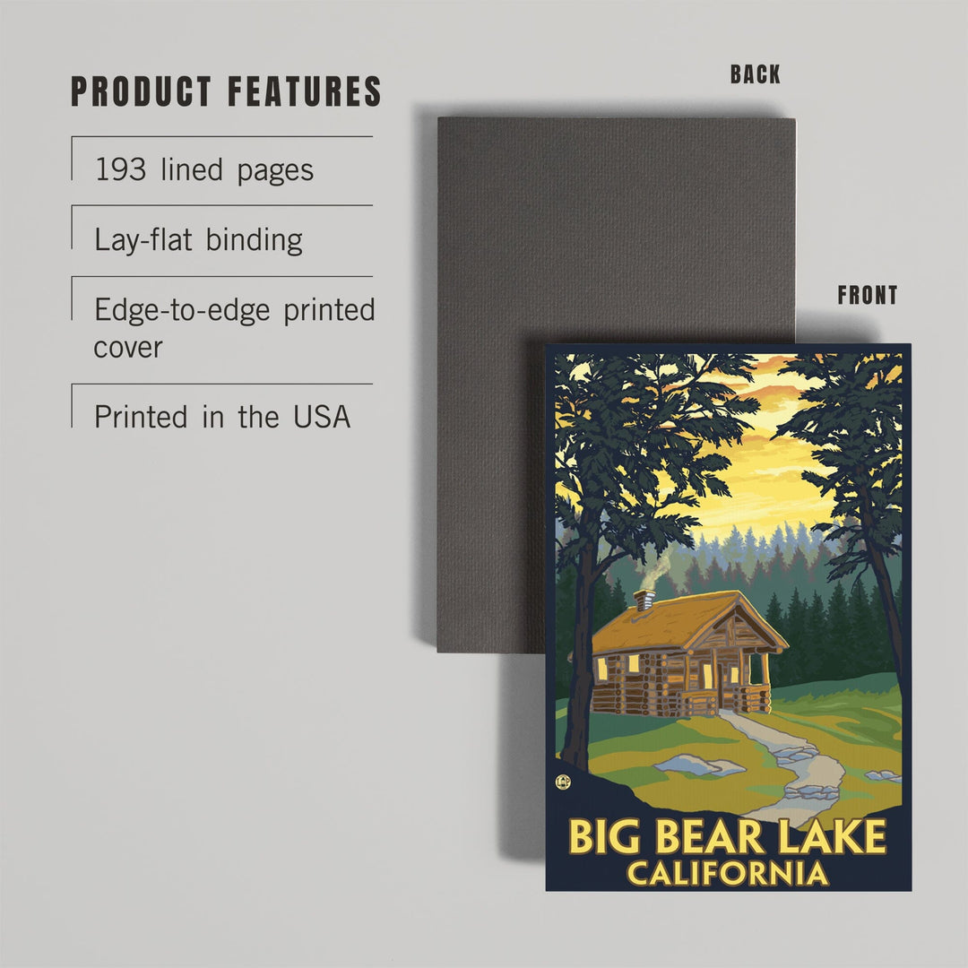 Lined 6x9 Journal, Big Bear Lake, California, Cabin in the Woods, Lay Flat, 193 Pages, FSC paper Home Lantern Press 