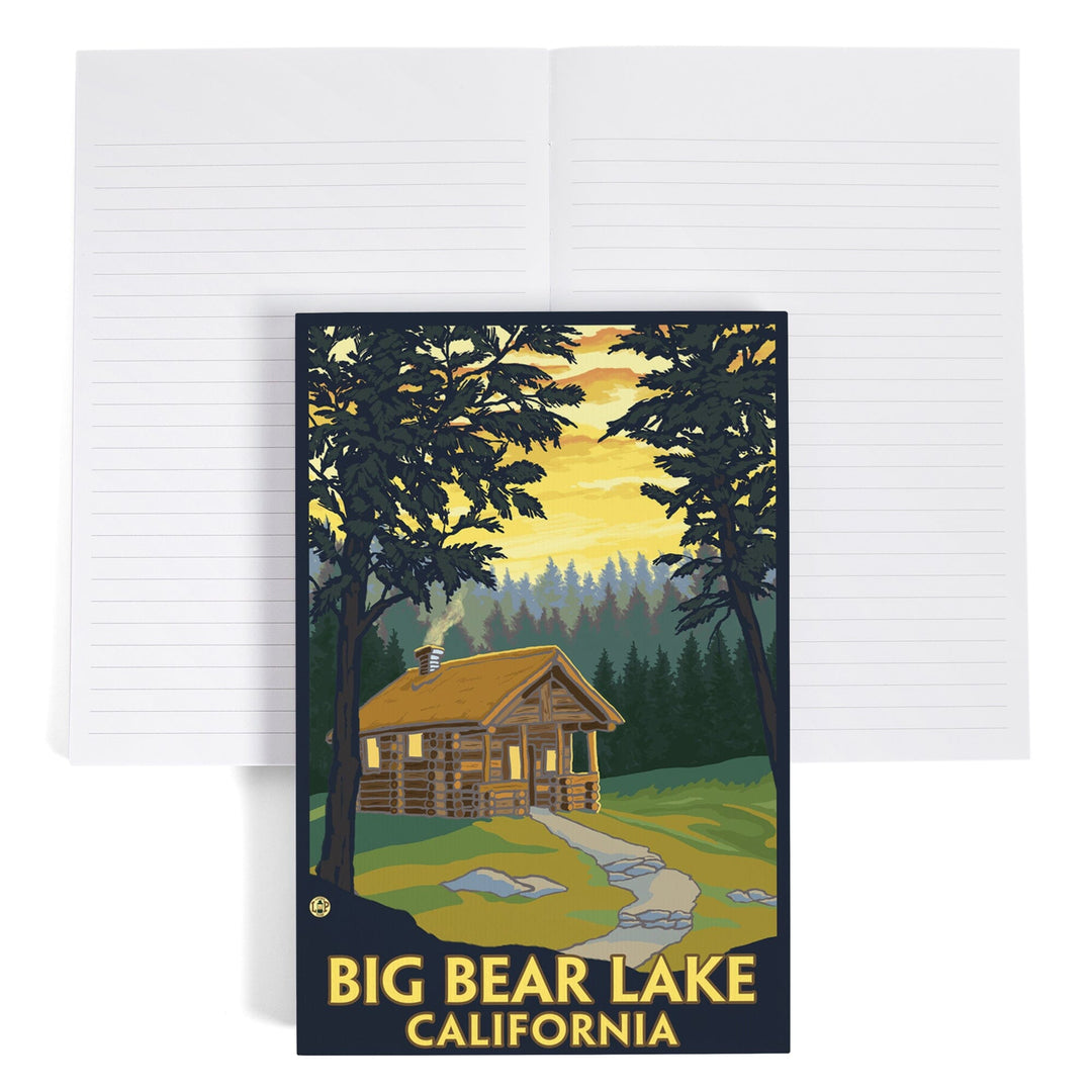 Lined 6x9 Journal, Big Bear Lake, California, Cabin in the Woods, Lay Flat, 193 Pages, FSC paper Home Lantern Press 