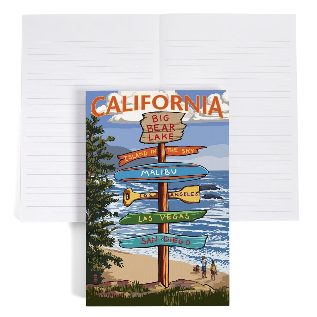 Lined 6x9 Journal, Big Bear Lake, California, Destination Signpost, Lay Flat, 193 Pages, FSC paper Home Lantern Press 