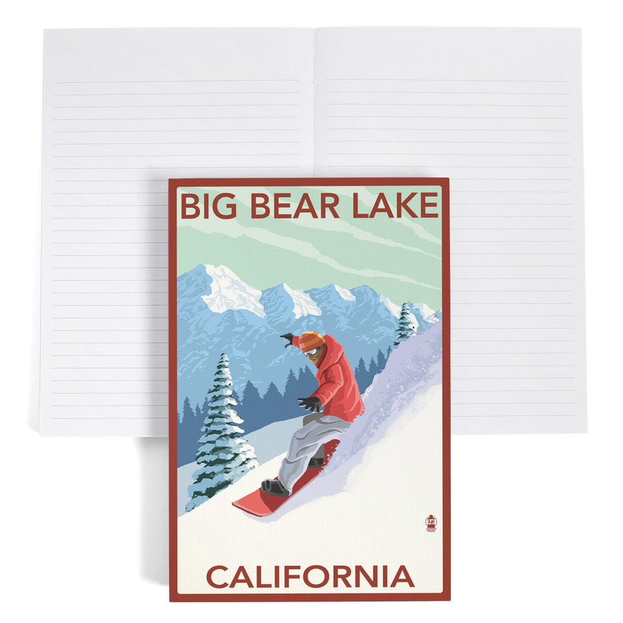 Lined 6x9 Journal, Big Bear Lake, California, Snowboarder, Lay Flat, 193 Pages, FSC paper Home Lantern Press 