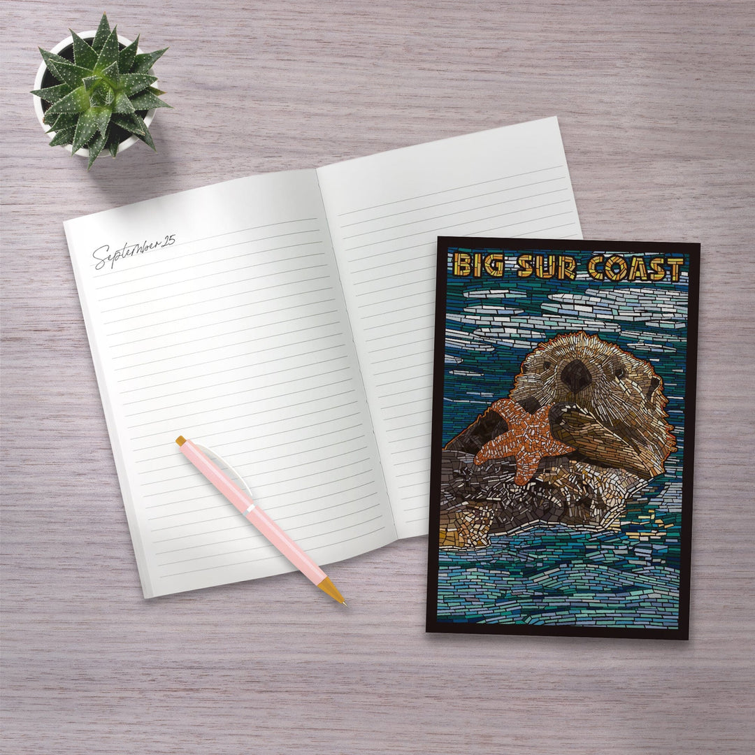 Lined 6x9 Journal, Big Sur, California, Coast, Sea Otter, Mosaic, Lay Flat, 193 Pages, FSC paper Home Lantern Press 