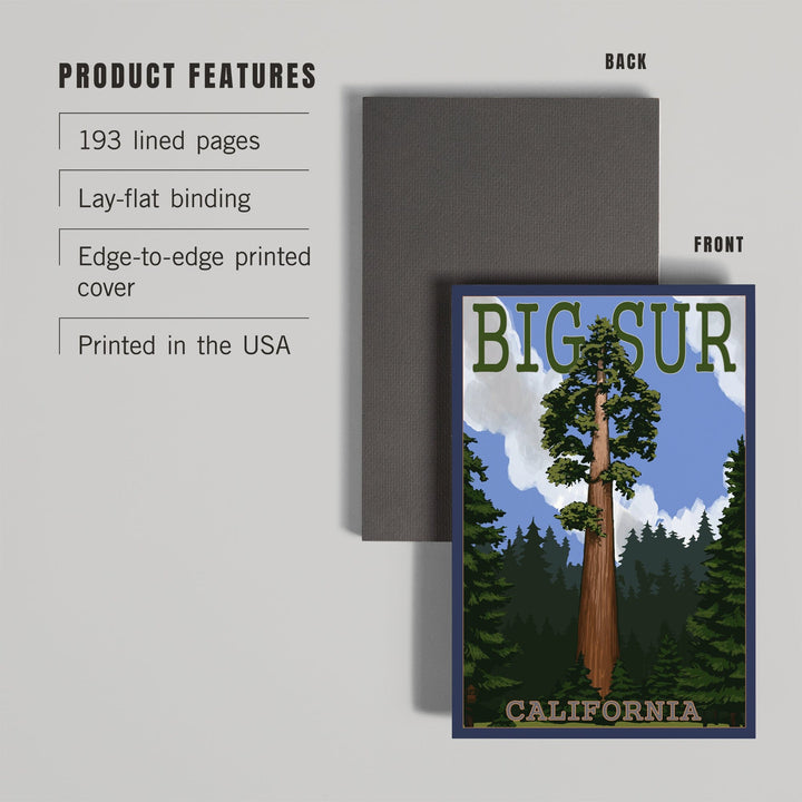 Lined 6x9 Journal, Big Sur, California, Redwood Tree, Lay Flat, 193 Pages, FSC paper Home Lantern Press 