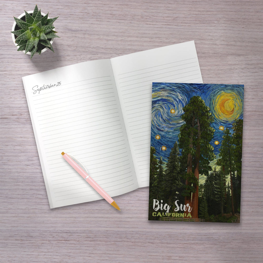 Lined 6x9 Journal, Big Sur, California, Starry Night Series, Lay Flat, 193 Pages, FSC paper Home Lantern Press 