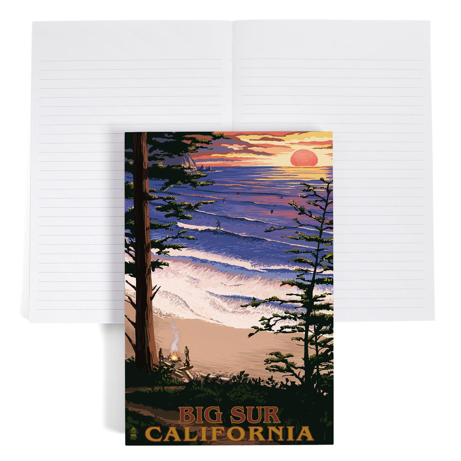 Lined 6x9 Journal, Big Sur, California, Surfing and Sunset, Lay Flat, 193 Pages, FSC paper Home Lantern Press 