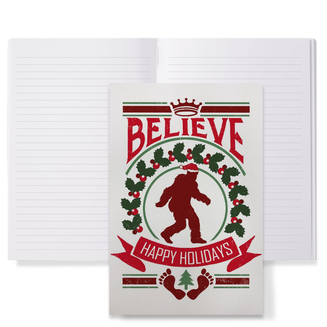 Lined 6x9 Journal, Bigfoot, Happy Holidays, Christmas, Lay Flat, 193 Pages, FSC paper Home Lantern Press 