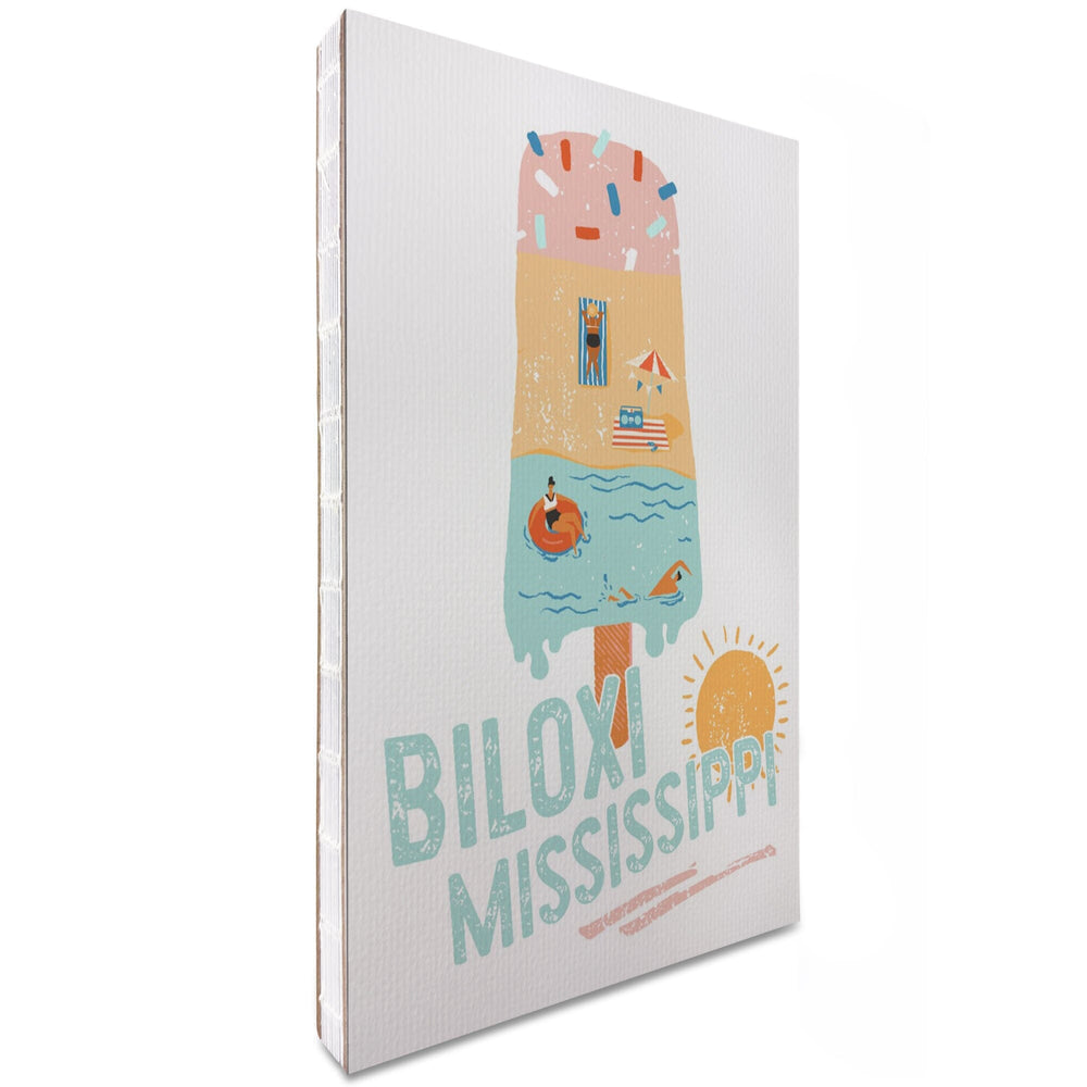 Lined 6x9 Journal, Biloxi, Mississippi, Summer Ice Cream Scene, Lay Flat, 193 Pages, FSC paper Home Lantern Press 