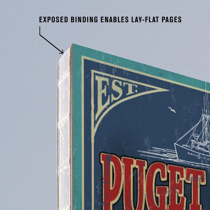 Lined 6x9 Journal, Blaine, Washington, Salmon Vintage Sign (lp_archive), Lay Flat, 193 Pages, FSC paper Home Lantern Press 