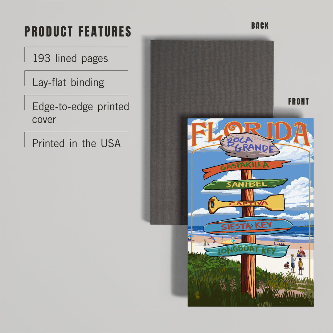 Lined 6x9 Journal, Boca Grande, Florida, Sign Destinations, Lay Flat, 193 Pages, FSC paper Home Lantern Press 