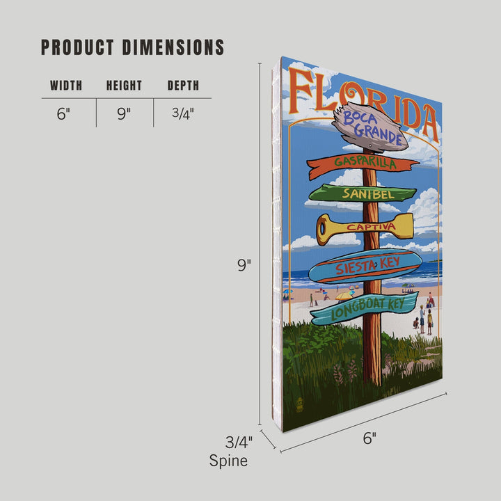 Lined 6x9 Journal, Boca Grande, Florida, Sign Destinations, Lay Flat, 193 Pages, FSC paper Home Lantern Press 