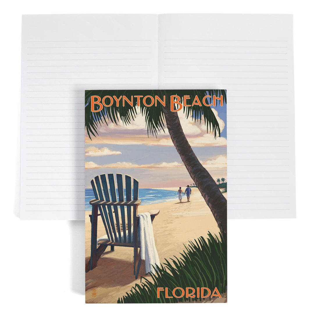 Lined 6x9 Journal, Boynton Beach, Florida, Adirondack Chair on the Beach, Lay Flat, 193 Pages, FSC paper Home Lantern Press 