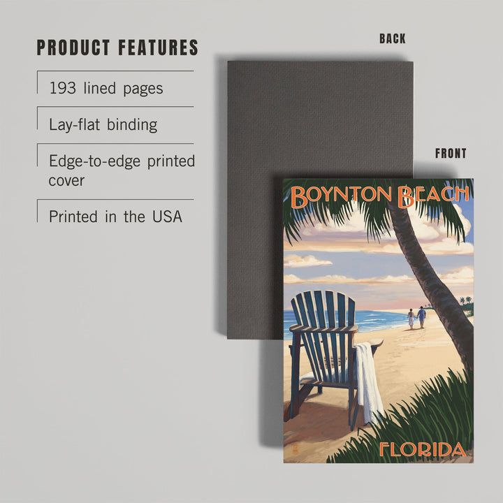 Lined 6x9 Journal, Boynton Beach, Florida, Adirondack Chair on the Beach, Lay Flat, 193 Pages, FSC paper Home Lantern Press 