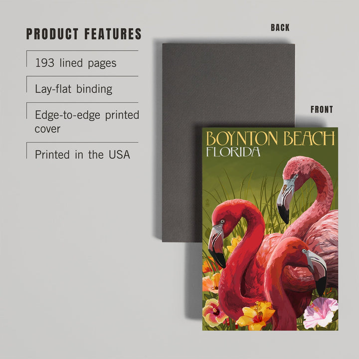 Lined 6x9 Journal, Boynton Beach, Florida, Flamingos, Lay Flat, 193 Pages, FSC paper Home Lantern Press 