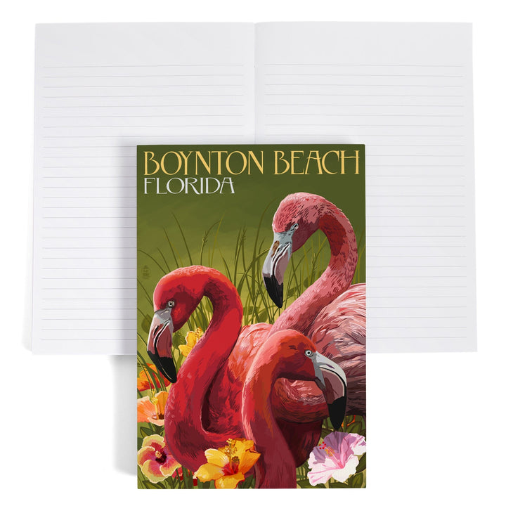 Lined 6x9 Journal, Boynton Beach, Florida, Flamingos, Lay Flat, 193 Pages, FSC paper Home Lantern Press 