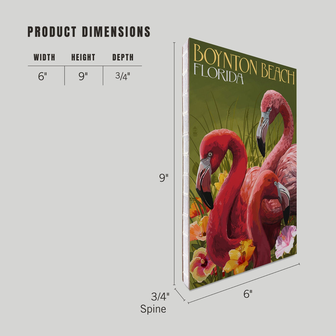 Lined 6x9 Journal, Boynton Beach, Florida, Flamingos, Lay Flat, 193 Pages, FSC paper Home Lantern Press 