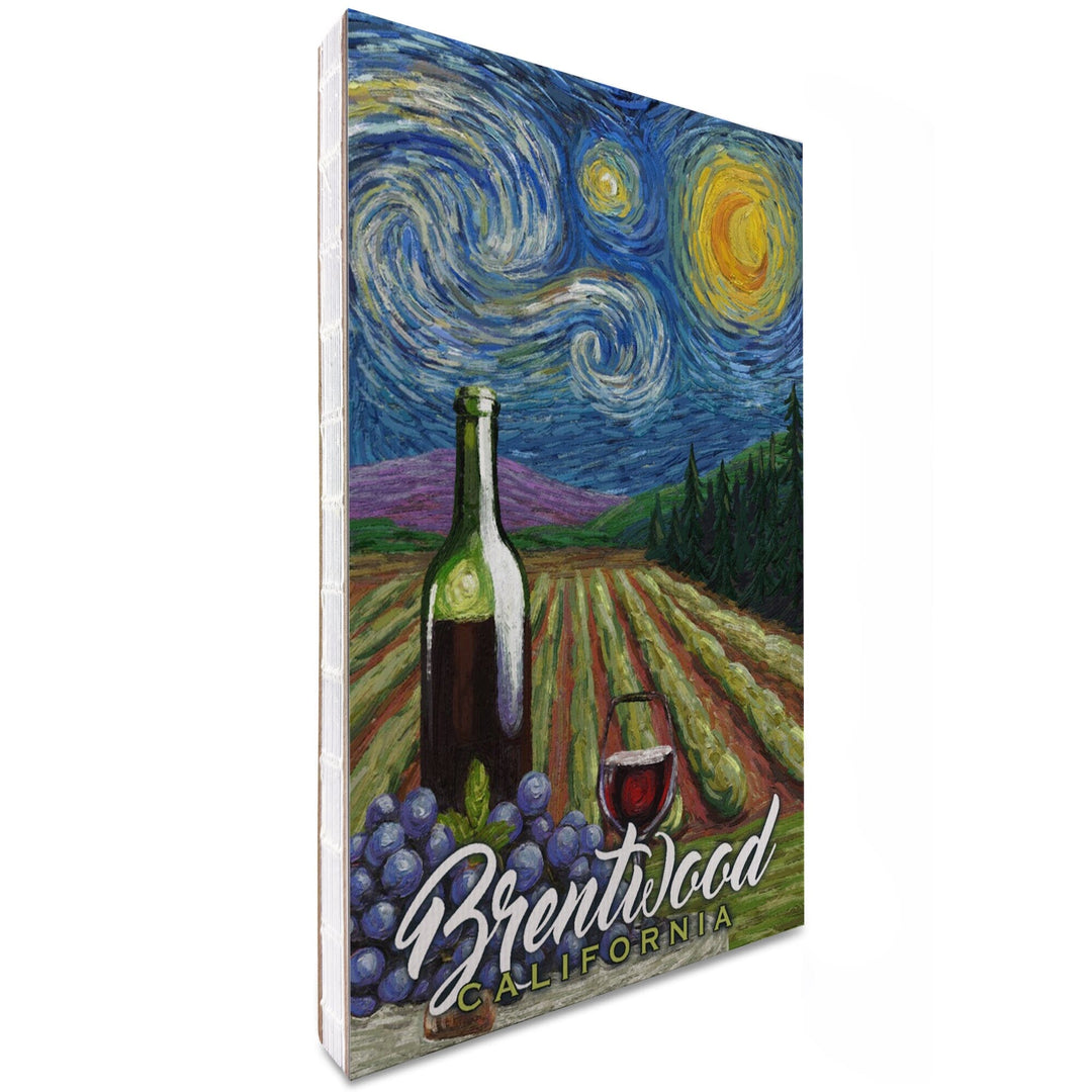 Lined 6x9 Journal, Brentwood, California, Vineyard, Starry Night, Lay Flat, 193 Pages, FSC paper Home Lantern Press 