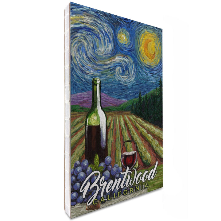 Lined 6x9 Journal, Brentwood, California, Vineyard, Starry Night, Lay Flat, 193 Pages, FSC paper Home Lantern Press 