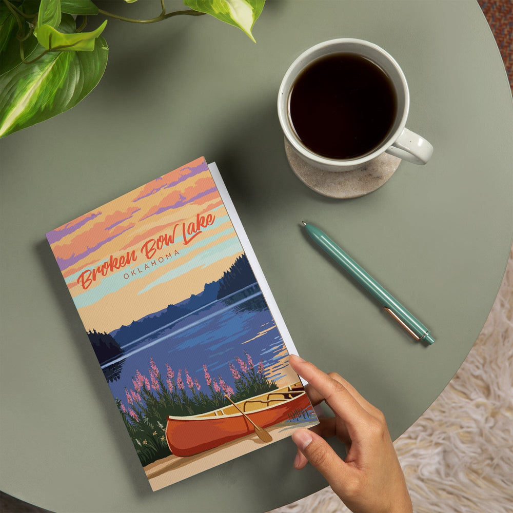 Lined 6x9 Journal, Broken Bow Lake, Oklahoma, Canoe and Lake, Lay Flat, 193 Pages, FSC paper Home Lantern Press 