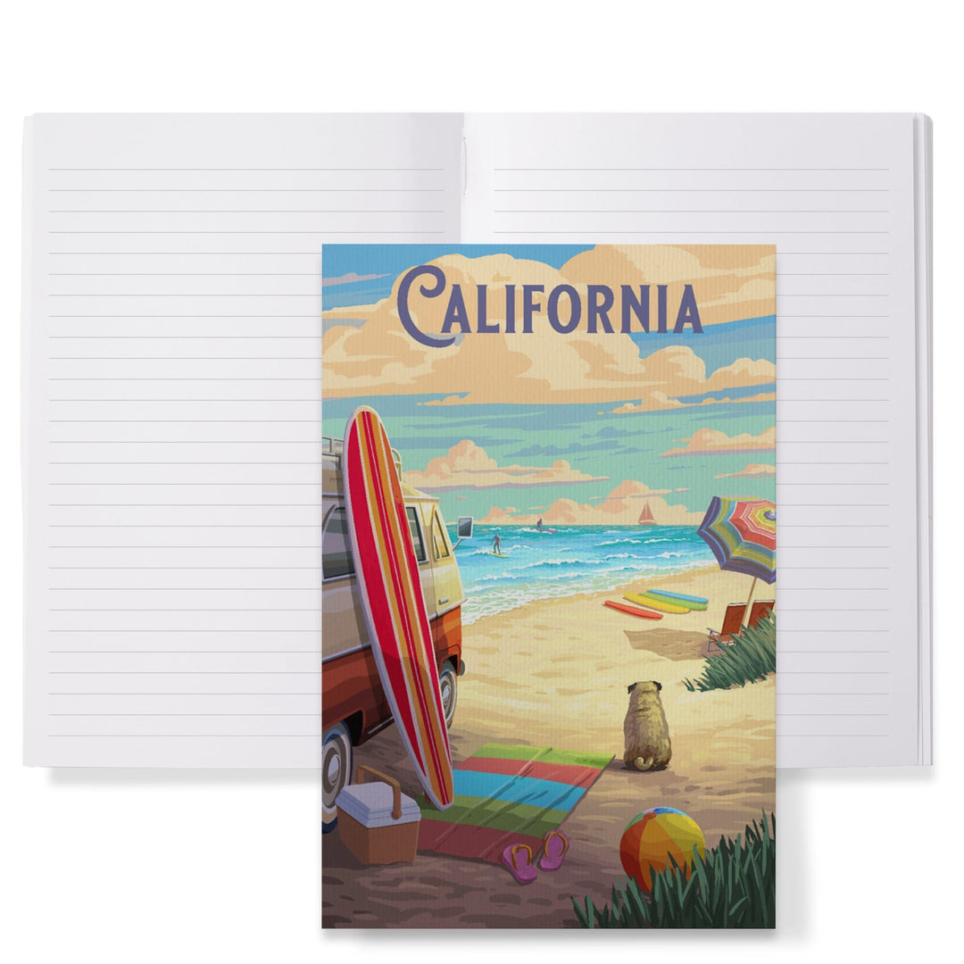 Lined 6x9 Journal, California, Beach Activities, Lay Flat, 193 Pages, FSC paper Home Lantern Press 