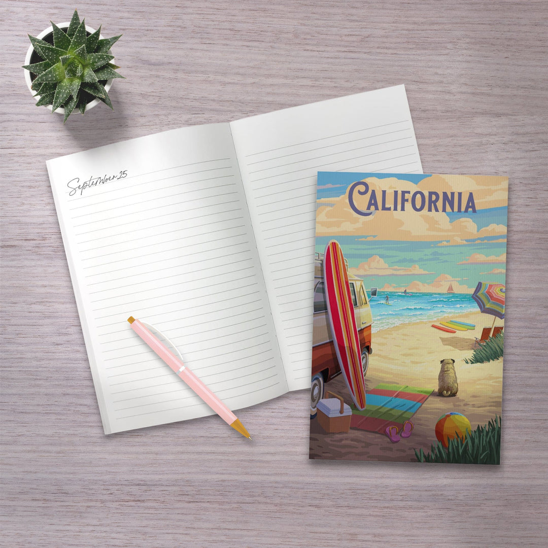 Lined 6x9 Journal, California, Beach Activities, Lay Flat, 193 Pages, FSC paper Home Lantern Press 