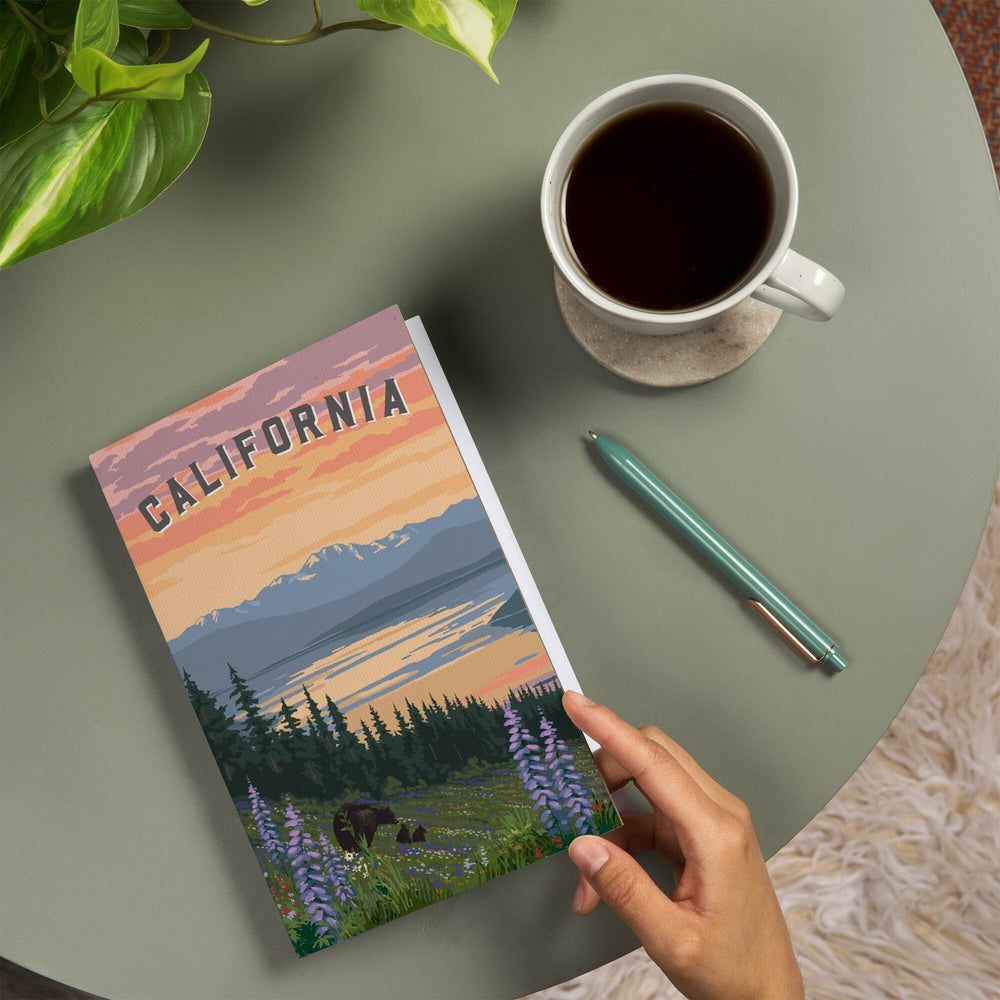 Lined 6x9 Journal, California Bear and Spring Flowers, Lay Flat, 193 Pages, FSC paper Home Lantern Press 