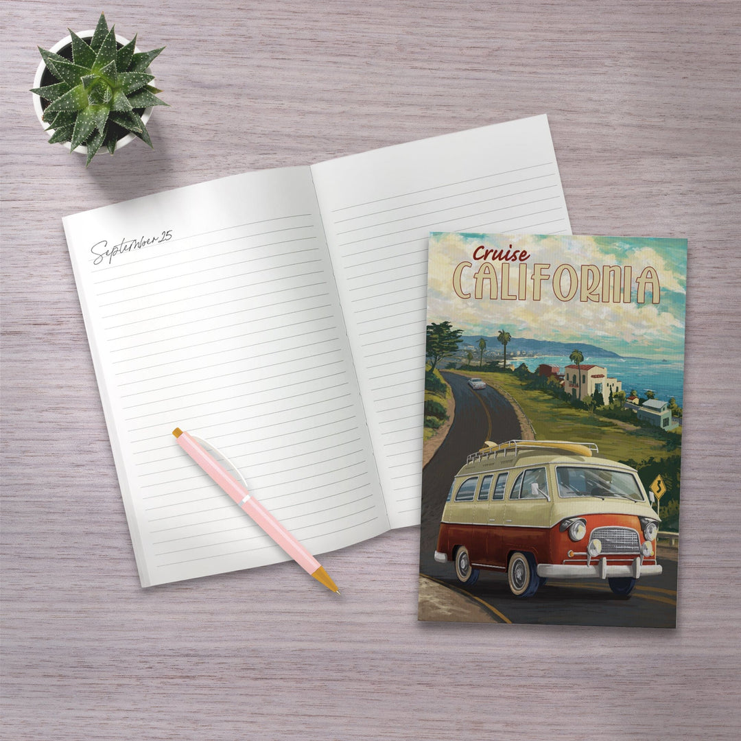 Lined 6x9 Journal, California, Camper Van Cruise, Lay Flat, 193 Pages, FSC paper Home Lantern Press 