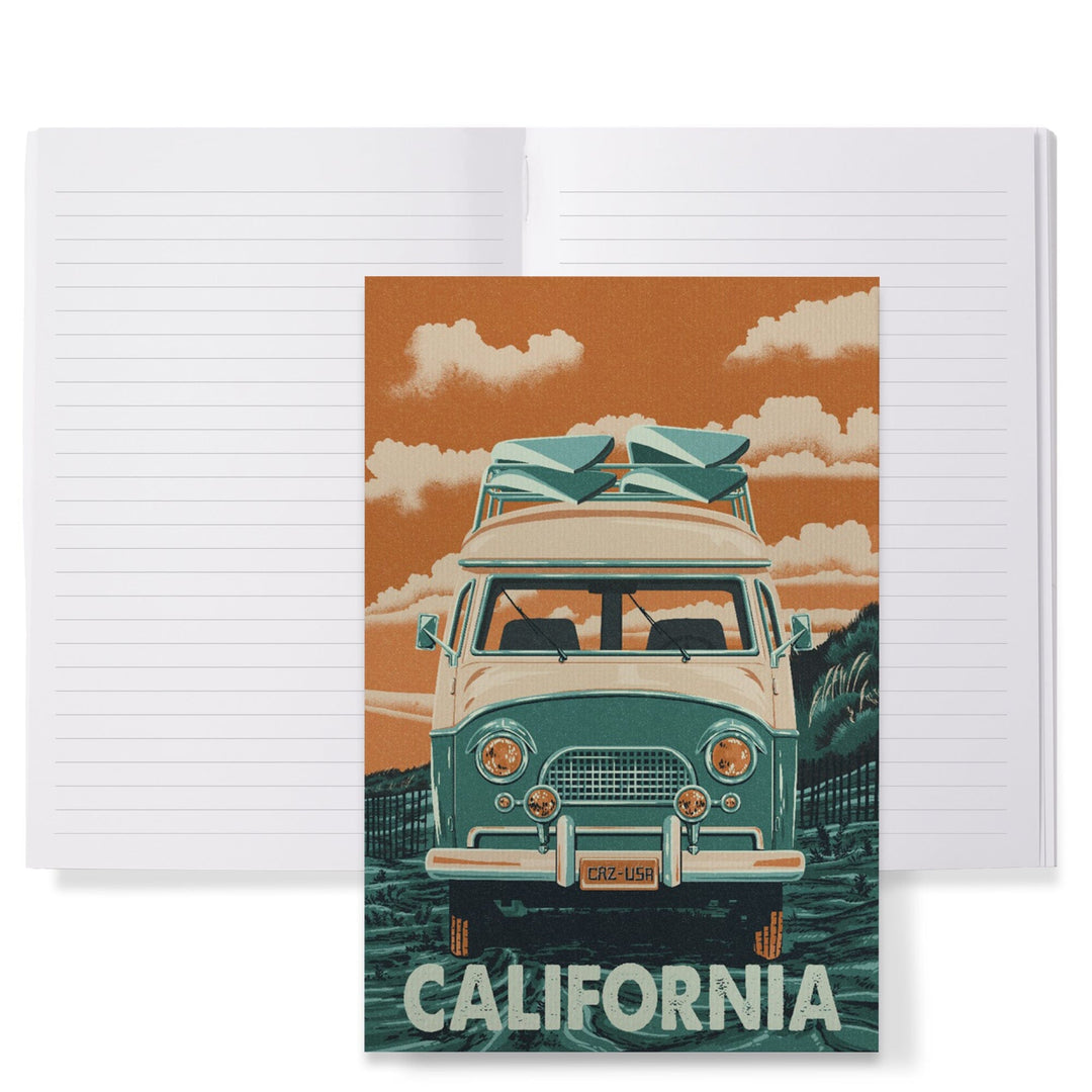 Lined 6x9 Journal, California, Camper Van, Letterpress, Lay Flat, 193 Pages, FSC paper Home Lantern Press 