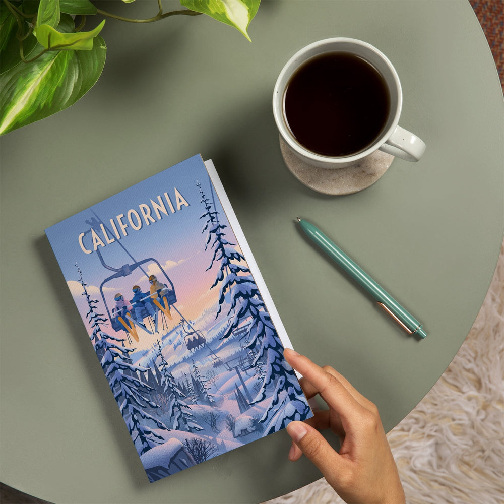 Lined 6x9 Journal, California, Chill on the Uphill, Ski Lift, Lay Flat, 193 Pages, FSC paper Home Lantern Press 