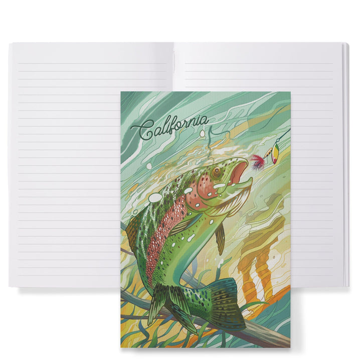 Lined 6x9 Journal, California, Fishing, Underwater Trout, Lay Flat, 193 Pages, FSC paper Home Lantern Press 