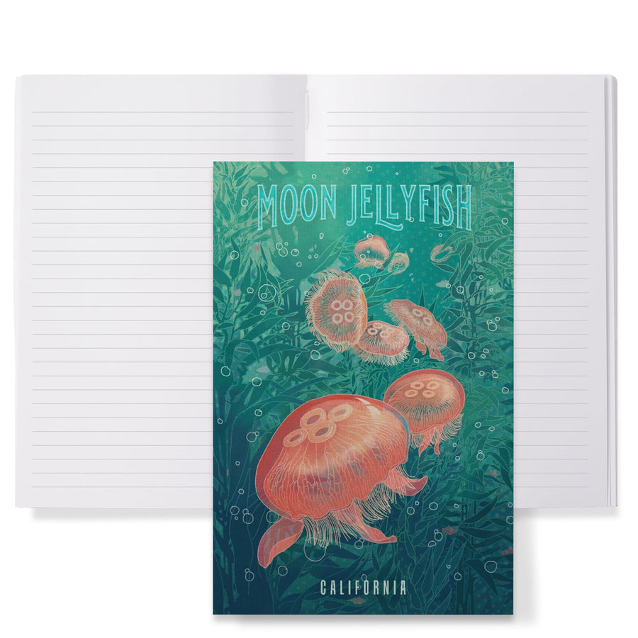 Lined 6x9 Journal, California, Fluid Linework, Moon Jelly fish, Lay Flat, 193 Pages, FSC paper Home Lantern Press 