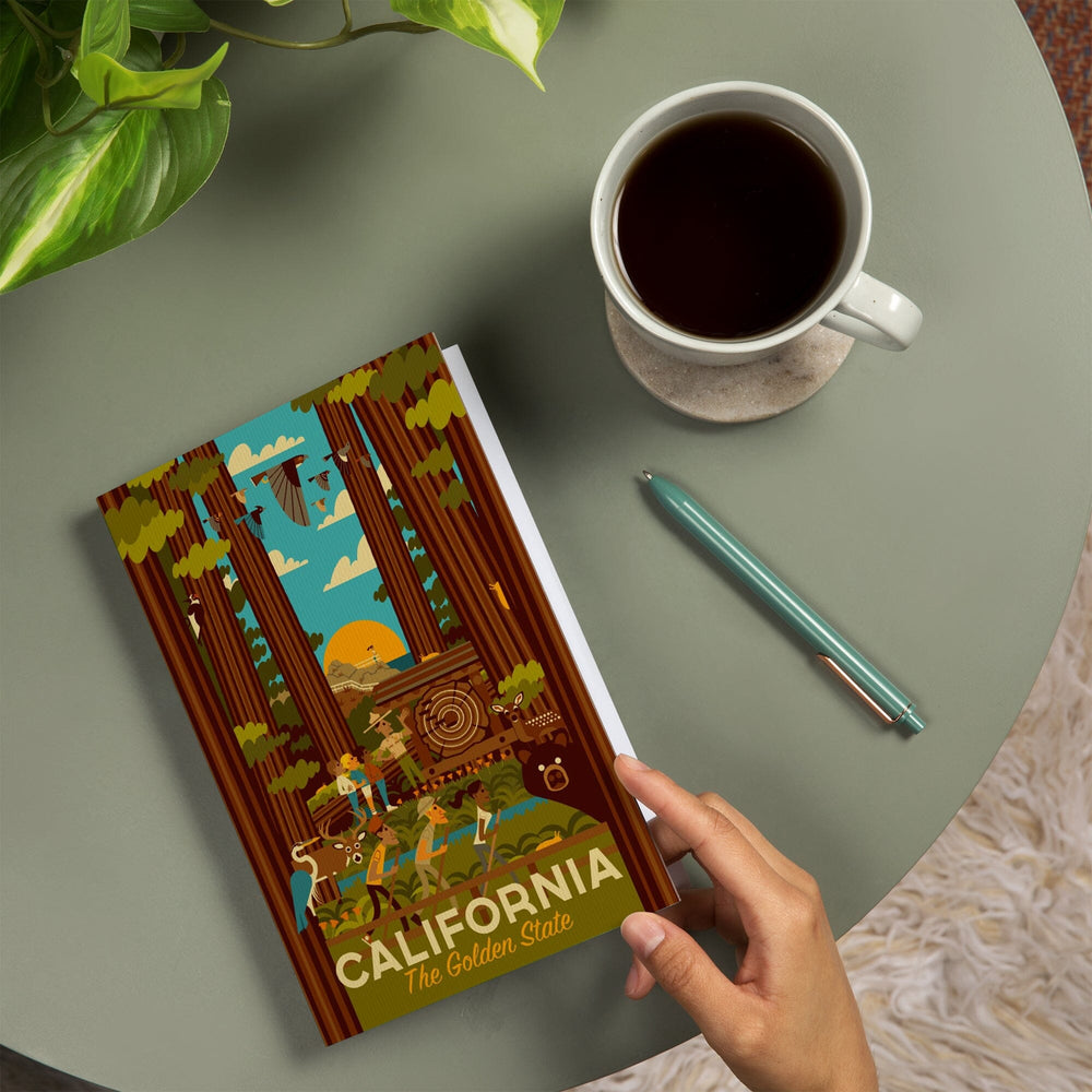 Lined 6x9 Journal, California, Geometric, The Golden State, Lay Flat, 193 Pages, FSC paper Home Lantern Press 