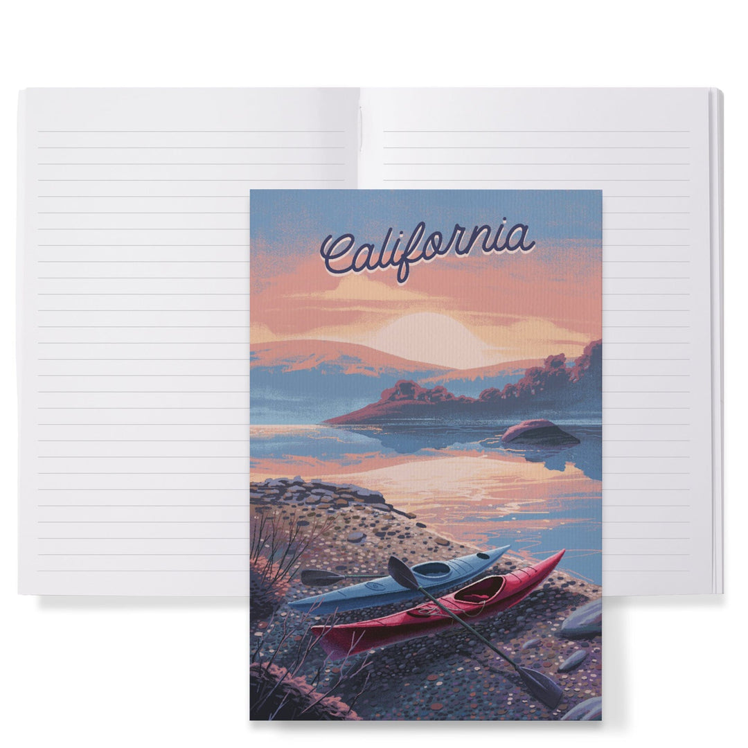 Lined 6x9 Journal, California, Glassy Sunrise, Kayak, Lay Flat, 193 Pages, FSC paper Home Lantern Press 