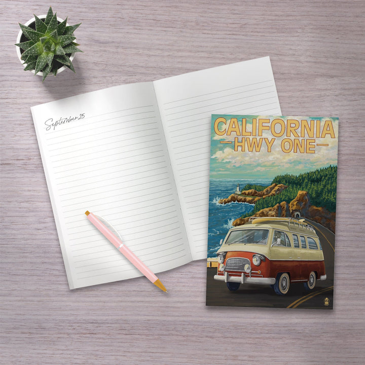 Lined 6x9 Journal, California Highway One, Camper Van, Lay Flat, 193 Pages, FSC paper Home Lantern Press 