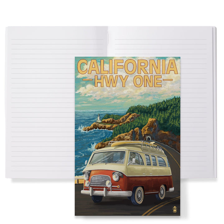 Lined 6x9 Journal, California Highway One, Camper Van, Lay Flat, 193 Pages, FSC paper Home Lantern Press 