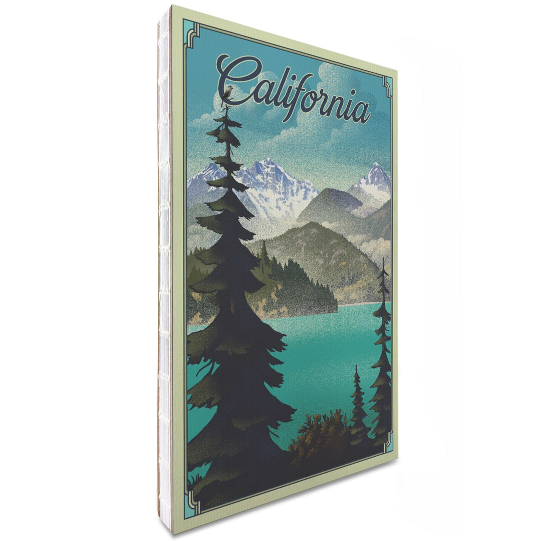 Lined 6x9 Journal, California, Lake, Lithograph, Lay Flat, 193 Pages, FSC paper Home Lantern Press 