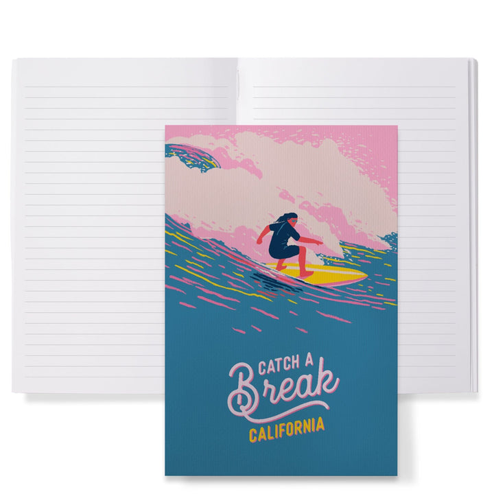 Lined 6x9 Journal, California, Life's a Ride Collection, Surfing, Catch A Break, Lay Flat, 193 Pages, FSC paper Home Lantern Press 