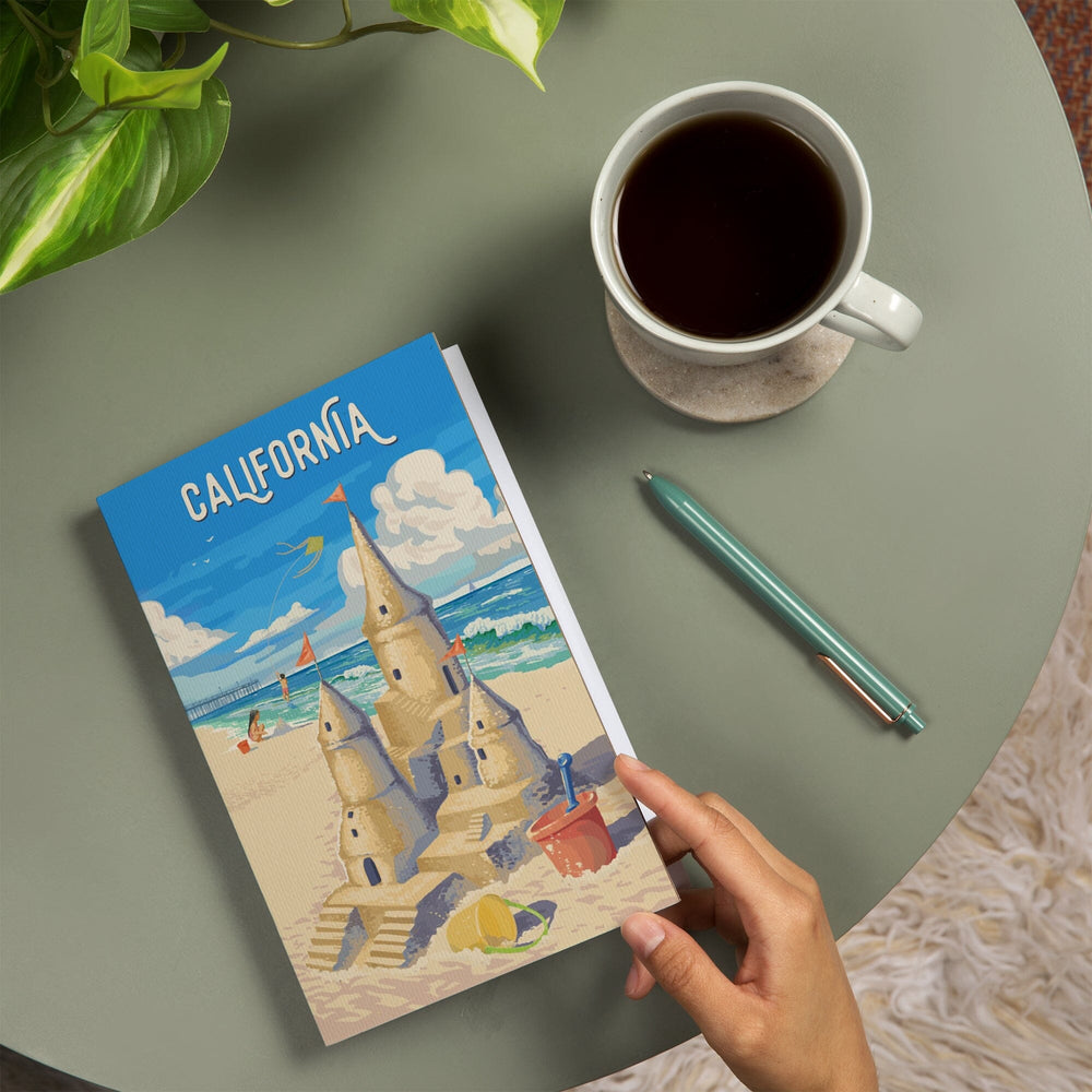 Lined 6x9 Journal, California, Painterly, Soak Up Summer, Sand Castle, Lay Flat, 193 Pages, FSC paper Home Lantern Press 