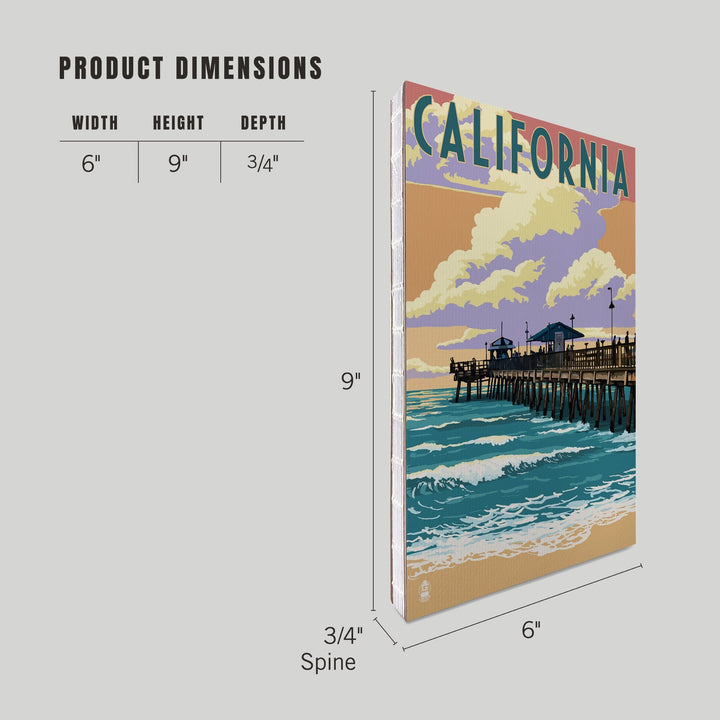 Lined 6x9 Journal, California, Pier Scene, Lay Flat, 193 Pages, FSC paper Home Lantern Press 