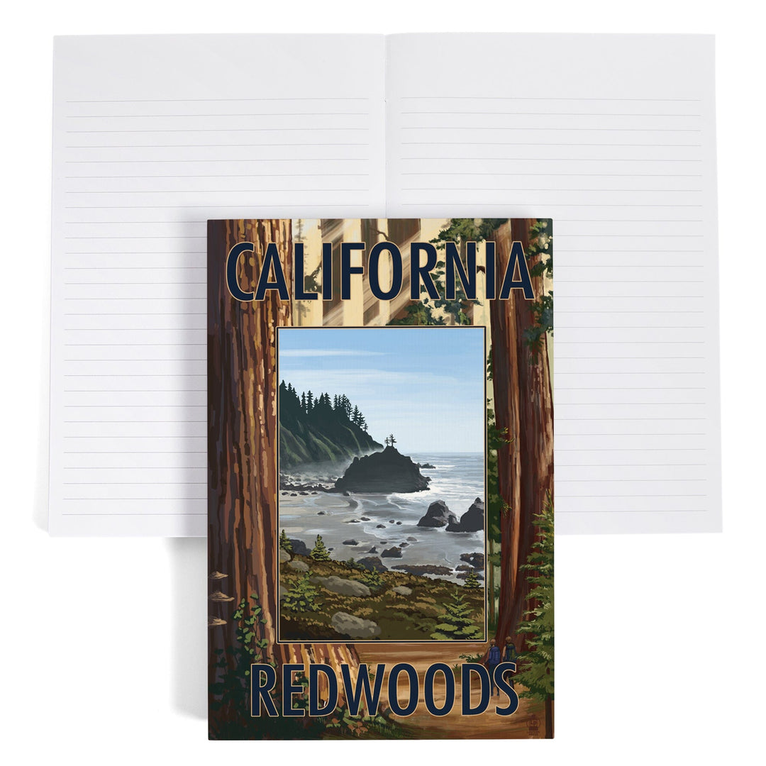 Lined 6x9 Journal, California Redwoods, Ocean Scene, Lay Flat, 193 Pages, FSC paper Home Lantern Press 