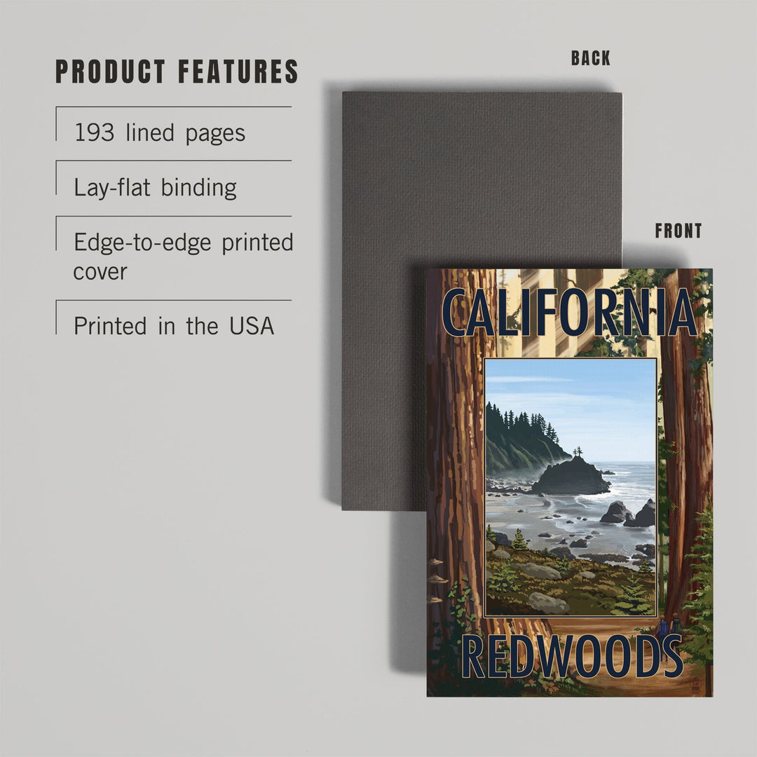 Lined 6x9 Journal, California Redwoods, Ocean Scene, Lay Flat, 193 Pages, FSC paper Home Lantern Press 