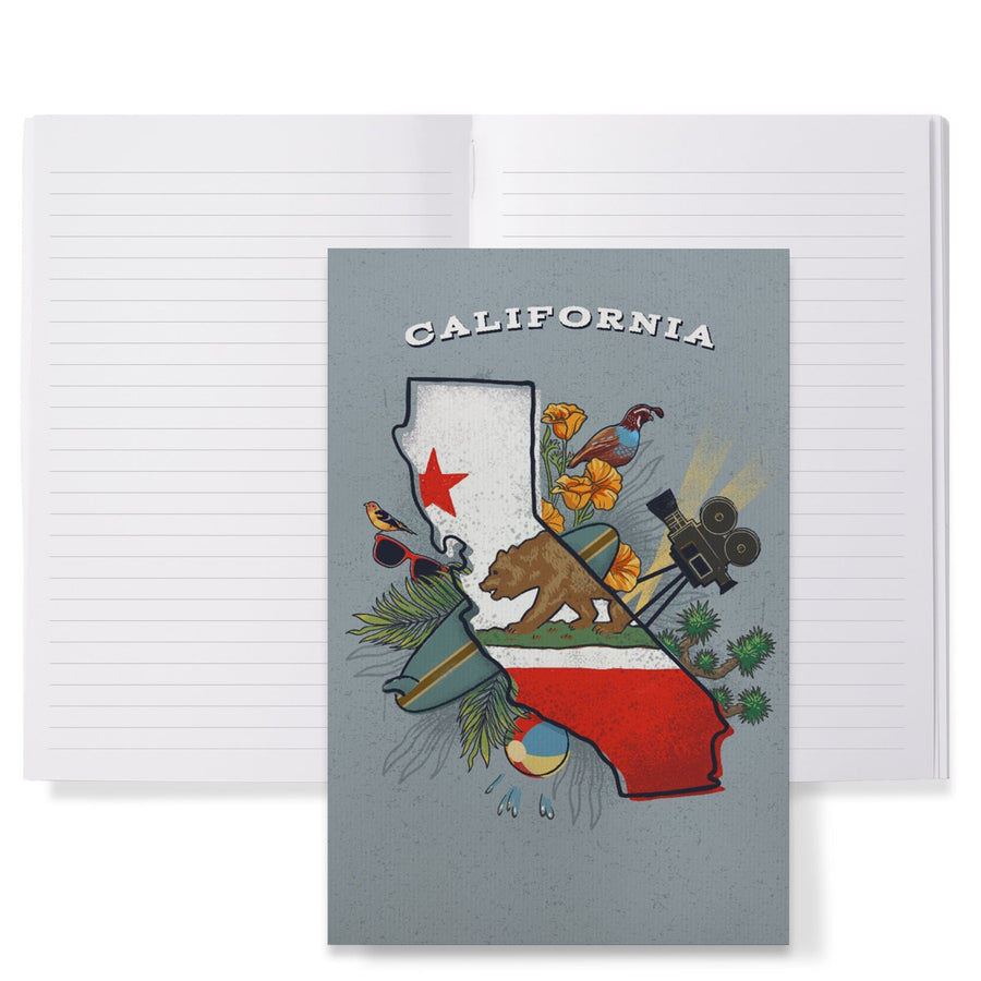 Lined 6x9 Journal, California, State Treasure Trove, Lay Flat, 193 Pages, FSC paper Home Lantern Press 