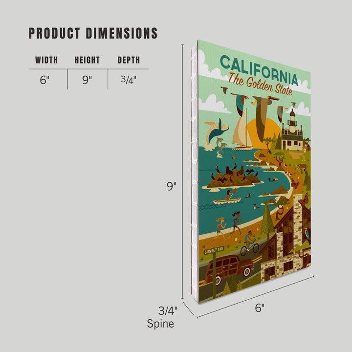 Lined 6x9 Journal, California, The Golden State, Geometric, Blue Sky, Lay Flat, 193 Pages, FSC paper Home Lantern Press 