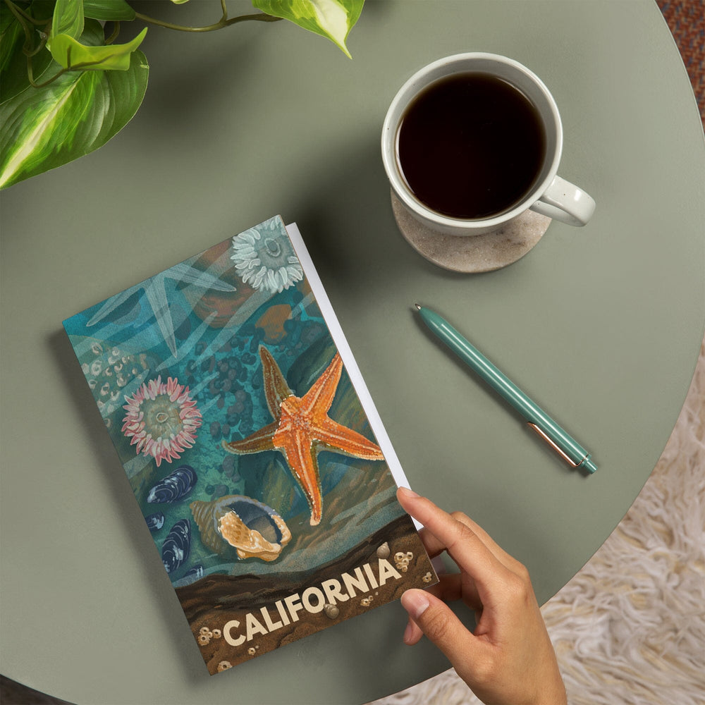 Lined 6x9 Journal, California, Tiny World Huge Wonders, Coastal Series, Starfish and Shells, Lay Flat, 193 Pages, FSC paper Home Lantern Press 