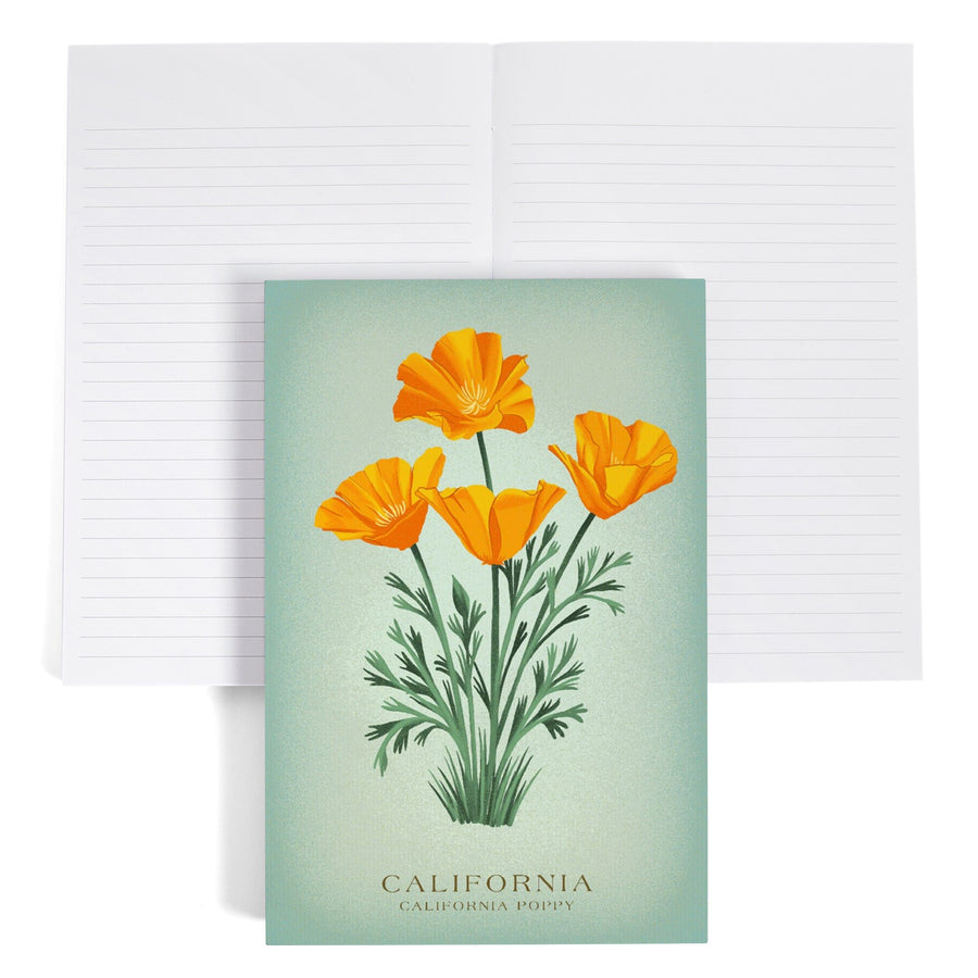 Lined 6x9 Journal, California, Vintage Flora, State Series, California Poppy, Lay Flat, 193 Pages, FSC paper Home Lantern Press 