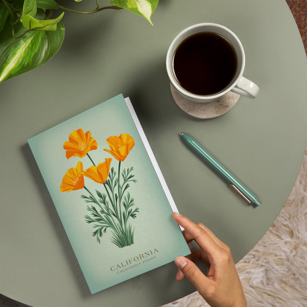 Lined 6x9 Journal, California, Vintage Flora, State Series, California Poppy, Lay Flat, 193 Pages, FSC paper Home Lantern Press 