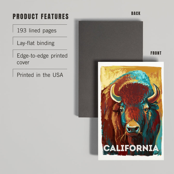 Lined 6x9 Journal, California, Vivid, Bison, Lay Flat, 193 Pages, FSC paper Home Lantern Press 