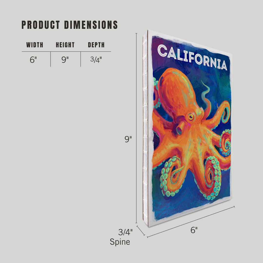 Lined 6x9 Journal, California, Vivid, Octopus, Lay Flat, 193 Pages, FSC paper Home Lantern Press 