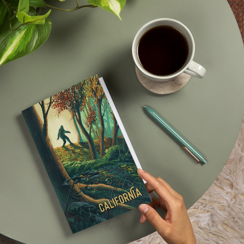 Lined 6x9 Journal, California, Wanderer, Bigfoot in Forest, Lay Flat, 193 Pages, FSC paper Home Lantern Press 