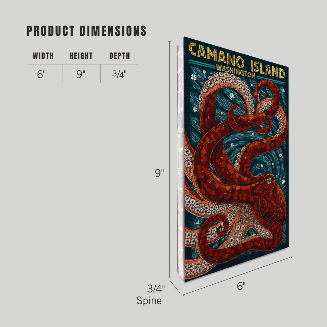 Lined 6x9 Journal, Camano Island, Washington, Mosaic Octopus, Lay Flat, 193 Pages, FSC paper Home Lantern Press 