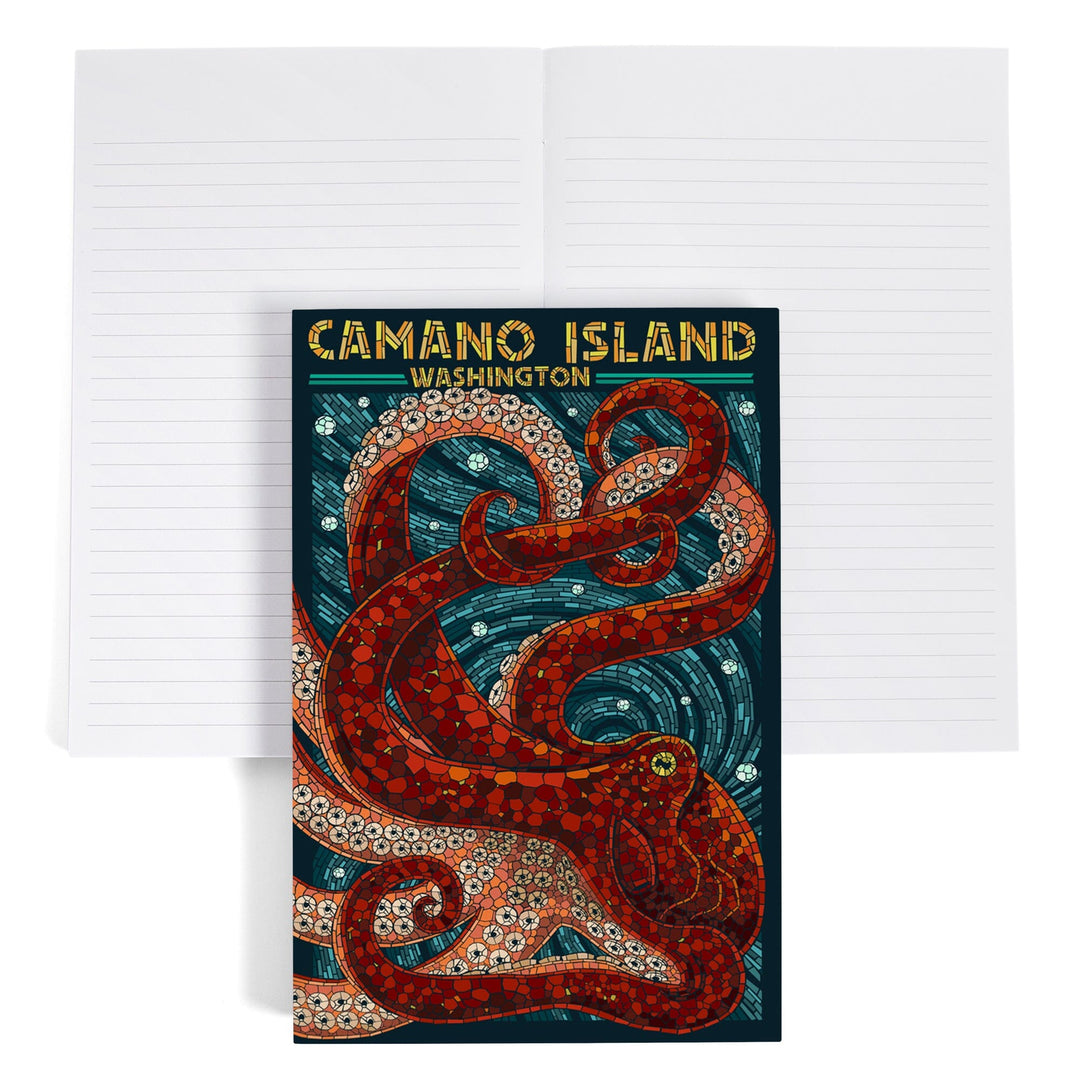 Lined 6x9 Journal, Camano Island, Washington, Mosaic Octopus, Lay Flat, 193 Pages, FSC paper Home Lantern Press 